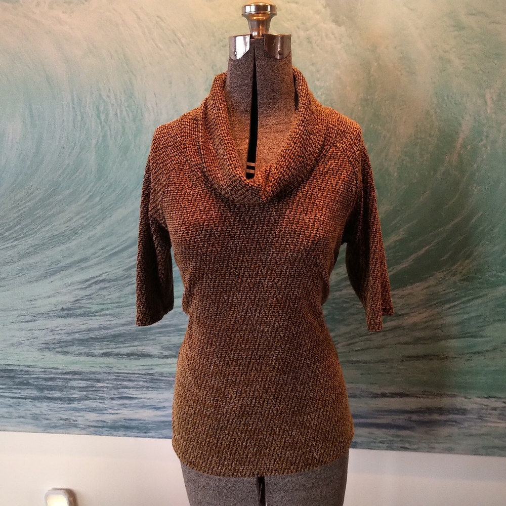 Short Sleeve Slouchy Cowl Neck Sweater